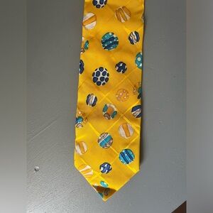 Vintage Emanuel Ungaro Men’s Tie | Yellow with Circle Pattern | Regular Size